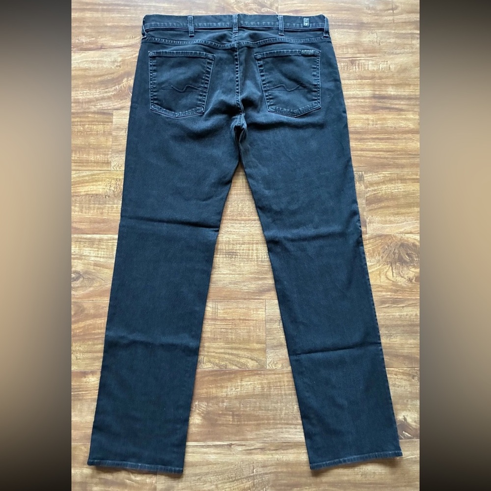 7 For All Mankind Standard Mens Dark Wash Black Slim Stretch Jeans Pants 38 x 33